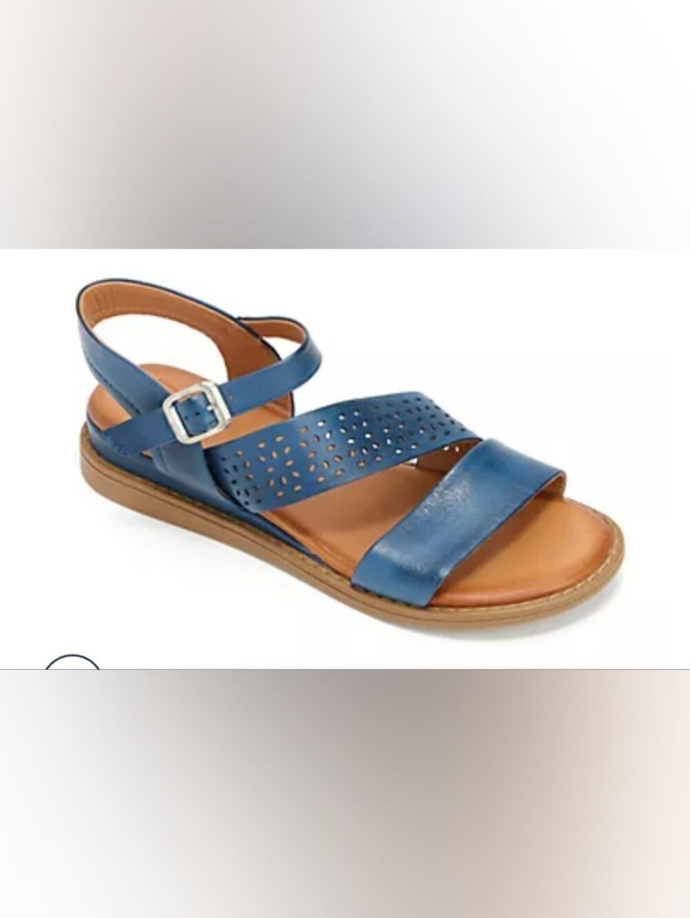 Miz Mooz Blue Perforated Leather Ankle-Strap Hazel Sandal EU 36 5.5-6